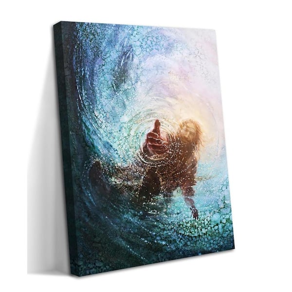 Unbranded 12 in. x 16 in. Framed Jesus Christian Wall Art with Hand of God Canvas for Church Study and Prayer Rooms