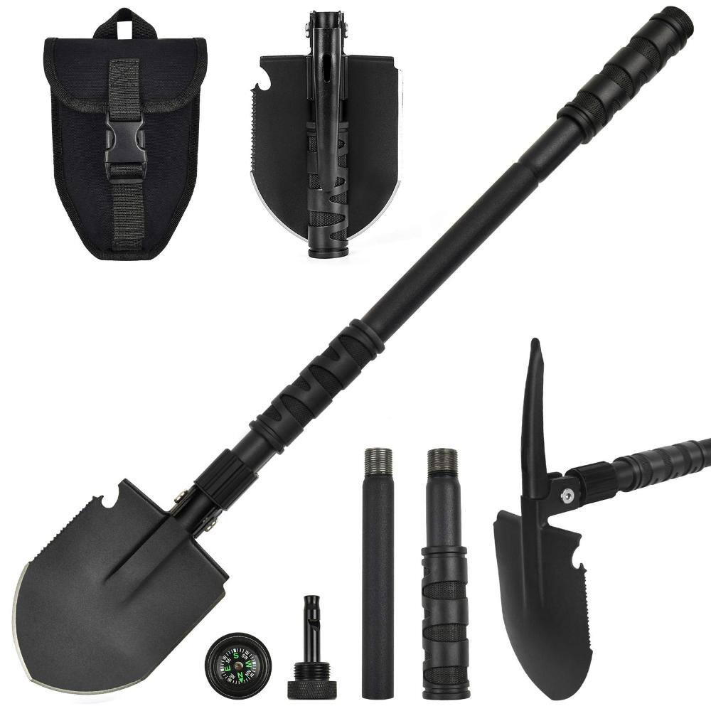 24.21 Inch Folding Survival Shovel – High Carbon Steel with Pickaxe, Saw, Whistle, Compass, and Canvas Carry Bag price history on PriceWatchPro
