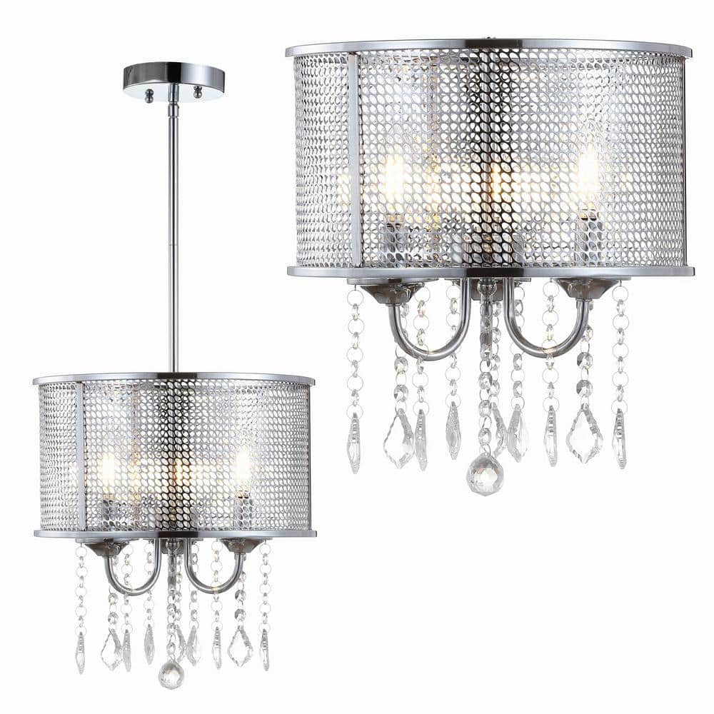 Avah 13" Chrome Polished Crystal Globe LED Pendant