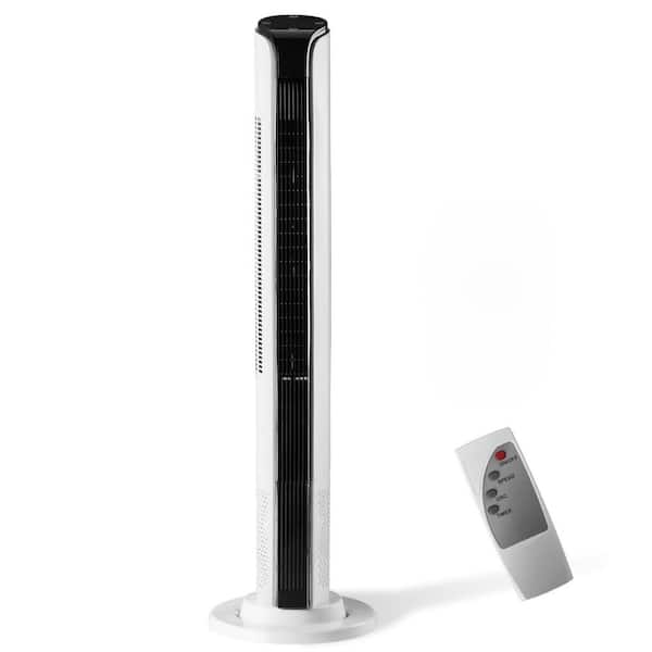 42 in. 3 Speeds Tower Fan in White with Remote Control, Oscillating, Timer