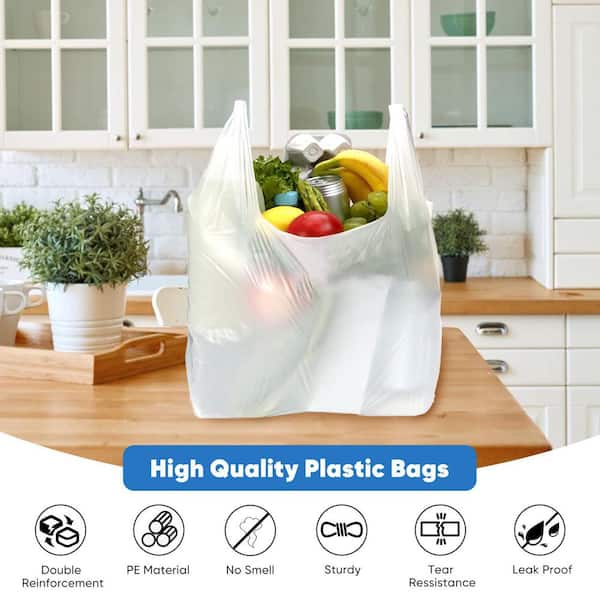 11.5 in. x 6.5 in. x 21 in. Reusable Grocery Bag with Handles and Unscented and for Business and Bags in Bulk (100-Pack)