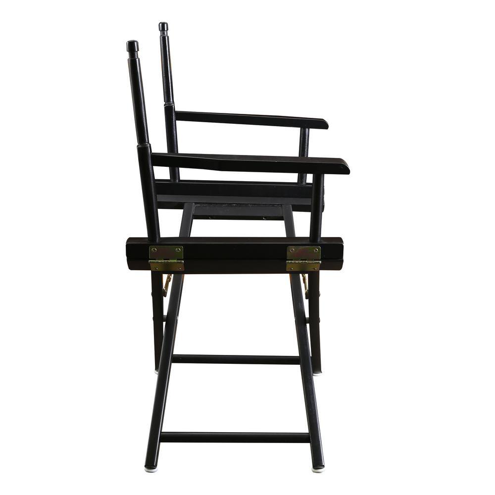 Sleek Black 18" Director's Chair with Foldable Hardwood Frame