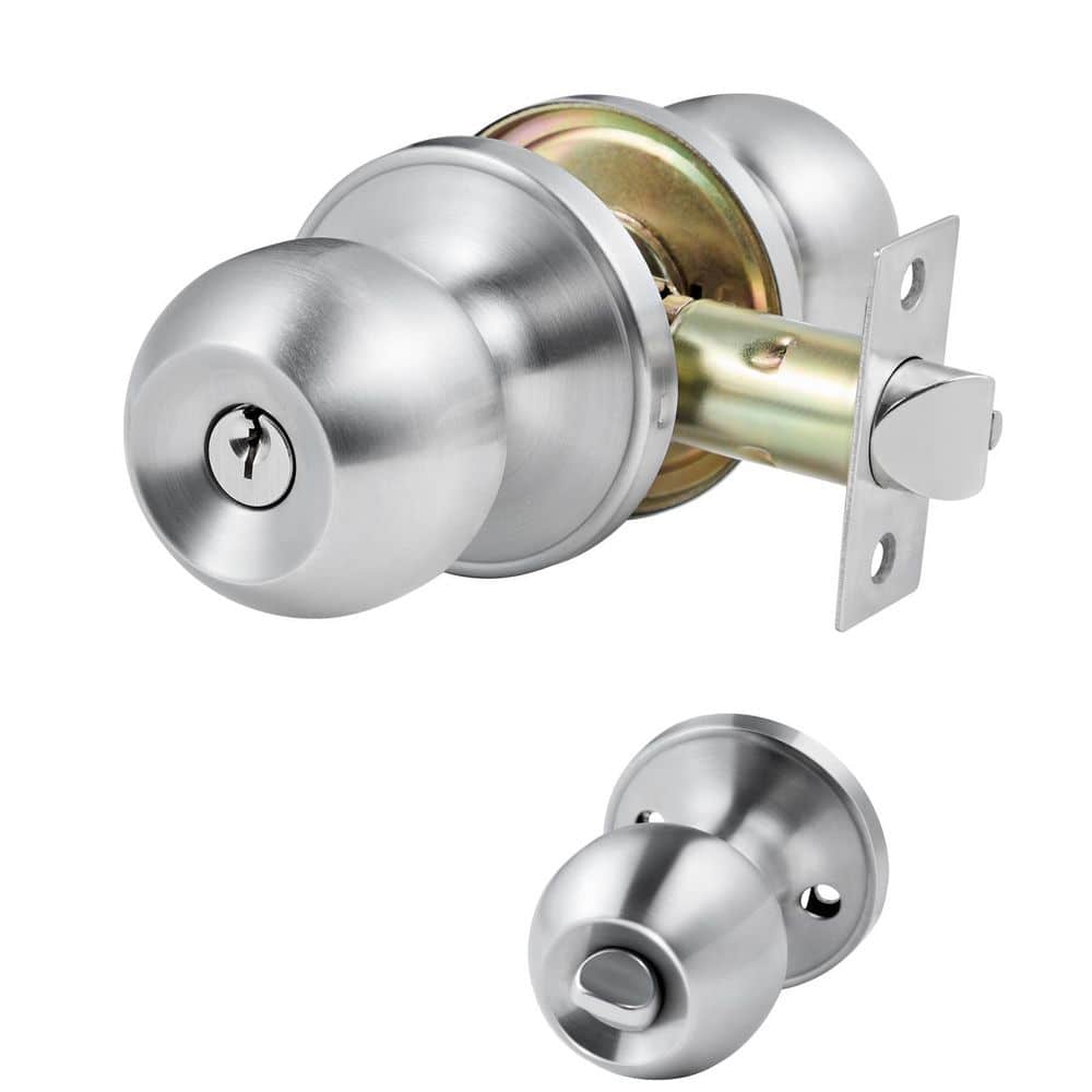 Keyed Entry Door Knob, Satin Nickel Ball Style, All-Metal Door Lock with Keys & Thumb Turn for Bedroom & Bathroom price history on PriceWatchPro