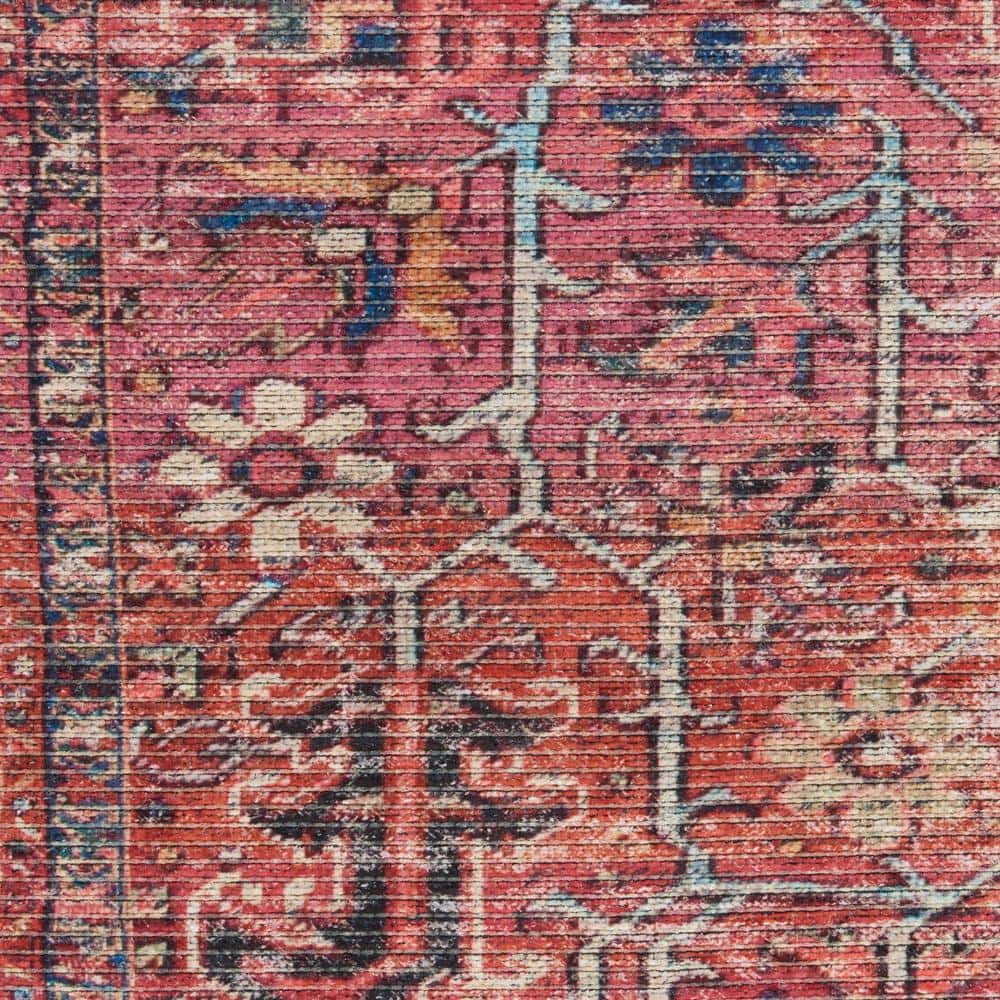 Vintage Brick Red Persian Pattern 7'10" x 9'10" Washable Area Rug