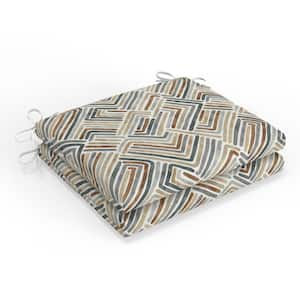 Geometric 18.5 in W x 3 in H Square Outdoor Chair Pad Cushion with Ties 2-Count in Estie Rattan