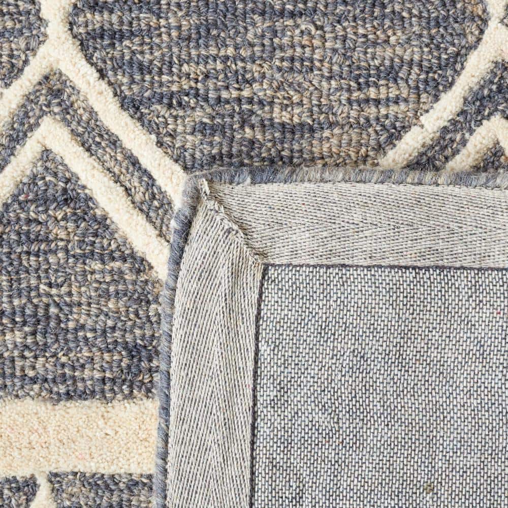 Ivory Elegance Abstract Wool 6' Square Tufted Rug