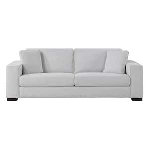 Donegal 90 in. W Straight Arm Textured Fabric Rectangle Sofa in. Gray