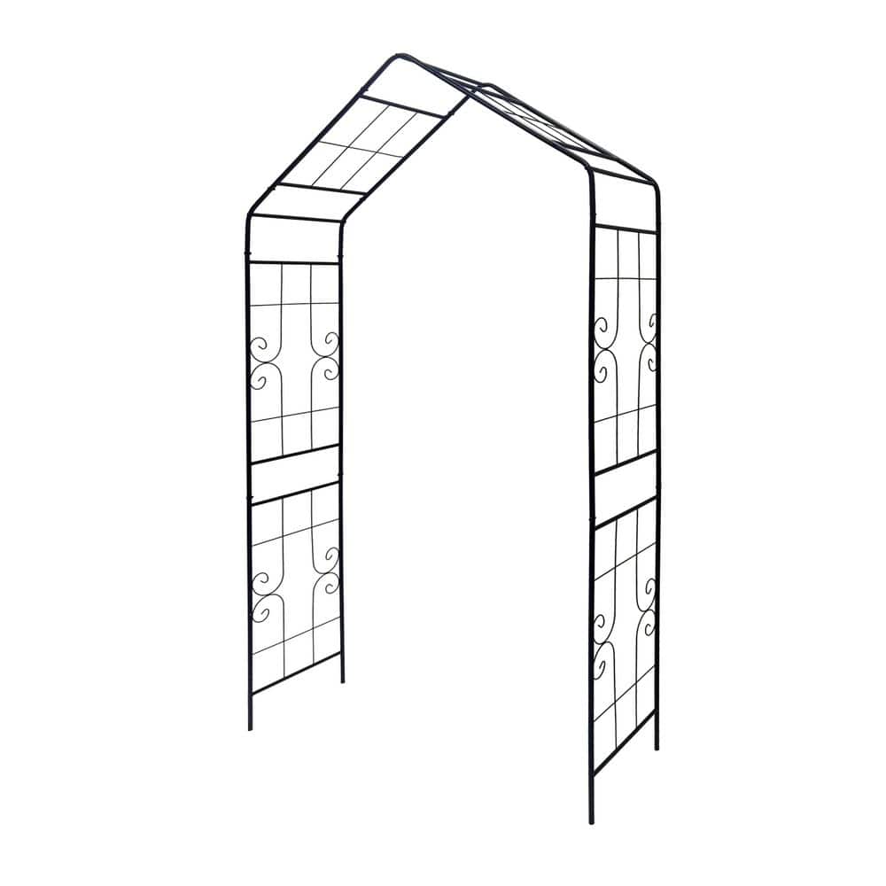 94.50 in. H Black Metal Garden Trellis Arch, Outdoor Climbing Plants and Ro