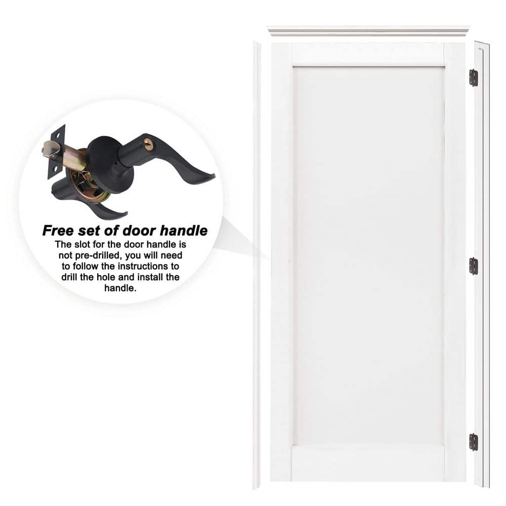 28 in. x 80 in. 1-Panel Right-Hand White Solid Core Wood Single Prehung Interior Door+ Separate Frame Set & Door Lever price history on PriceWatchPro