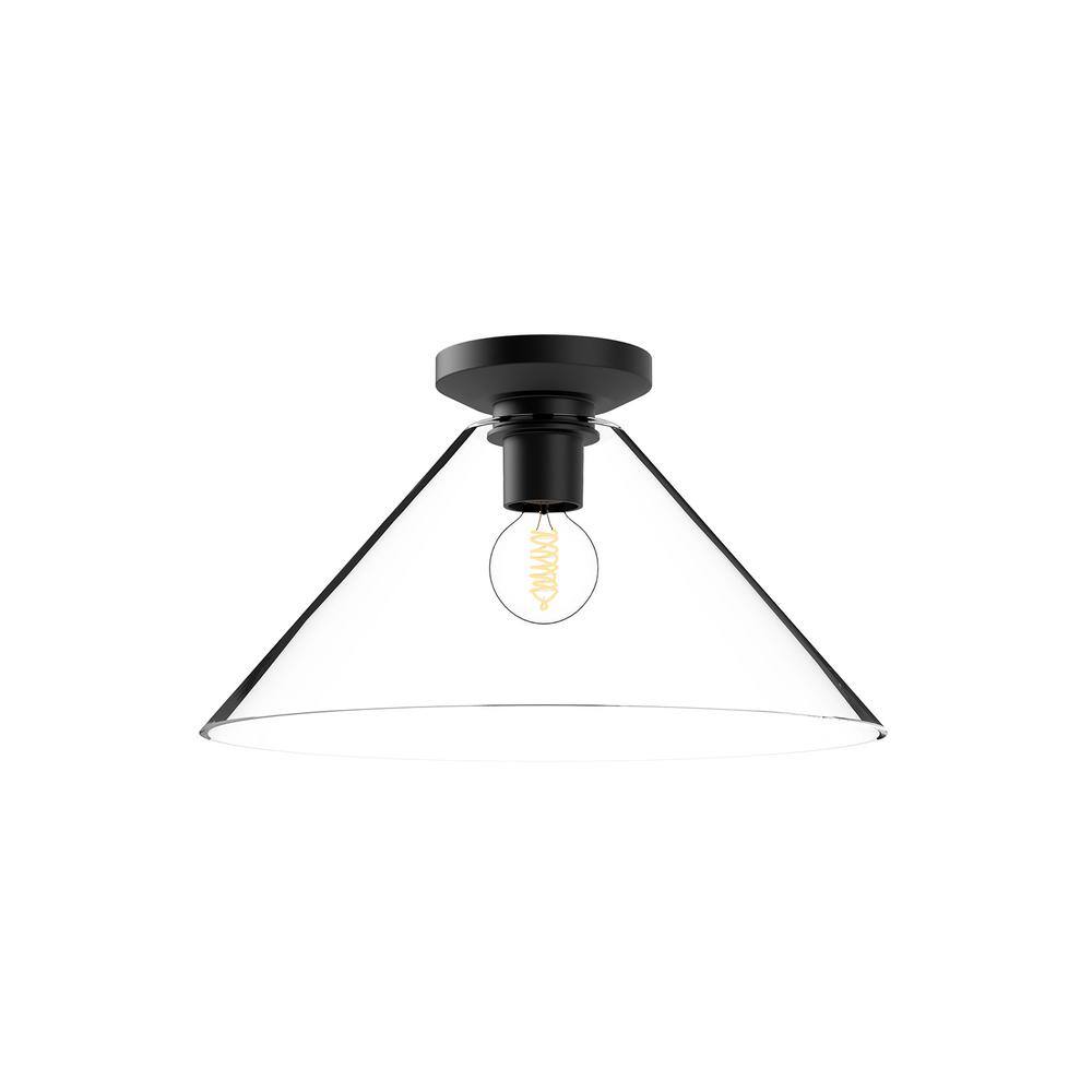 Salem 8" Matte Black and Gold Crystal Glass Flush Mount