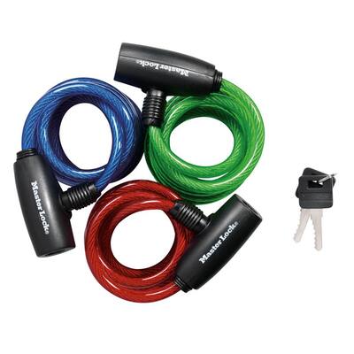 Cable Lock with Key, Assorted Colors, 3 Pack