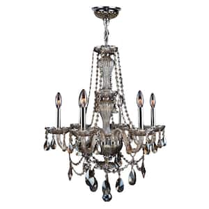 Provence Collection 6-Light Chrome Chandelier with Golden Teak Crystal