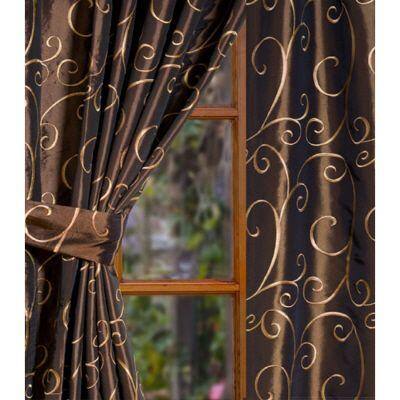 null Semi-Opaque 55 in. x 84 in. Chateau Chocolate Rod Pocket Panel