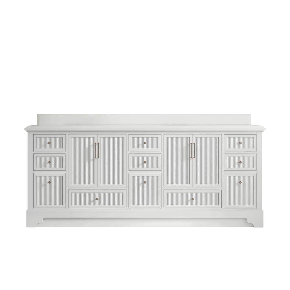 "Alys 84 in. W x 22 in. D x 36 in. H Double Sink Bath Vanity in White with 1.5"" White Quartz Top" price history on PriceWatchPro