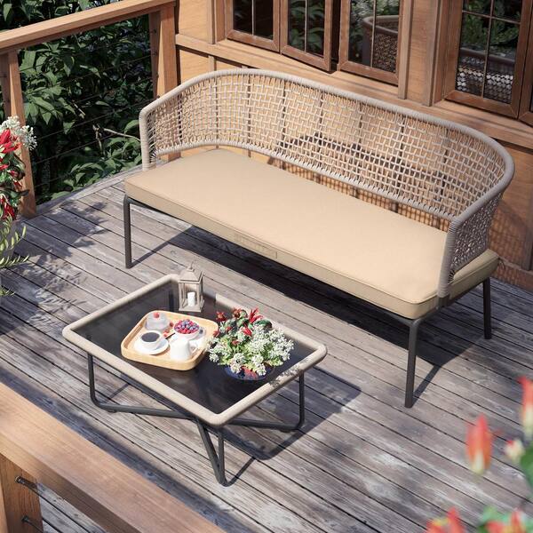 Beige outdoor bench cushion sale