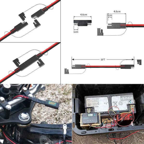 ELECTOP Solar Panel Connector Cable, 10AWG SAE Connector To Male & Female Solar Connectors PV Extension Cable Wire For RV Solar Panel DC Power Battery Charger With SAE Polarity Reverse Adapter
