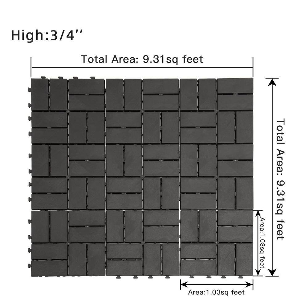 Dark Gray 12"x12" Interlocking Waterproof Deck Tiles, 27 Pack