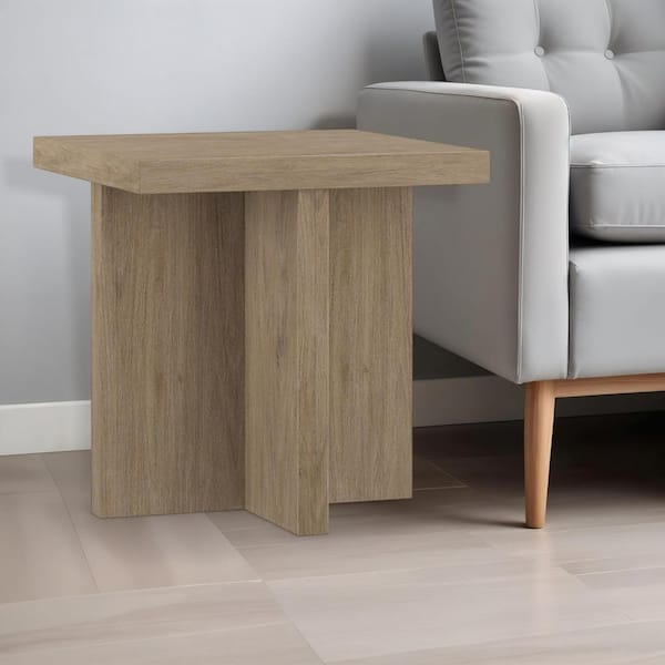 HomeRoots 22 in. Gray Square MDF End Table