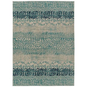 Zuma Beach Collection Blue 3 ft. 11 in. x 5 ft. 3 in. Rectangle Indoor/Outdoor Area Rug