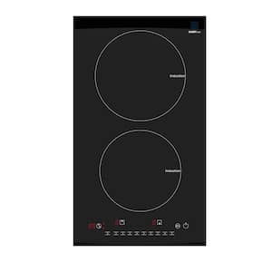 11 in. x 20 in. Ceramic Top Dual Induction Cooktop Portable Modular Induction Cooktop Black 2 Burners and 9 Power Zones