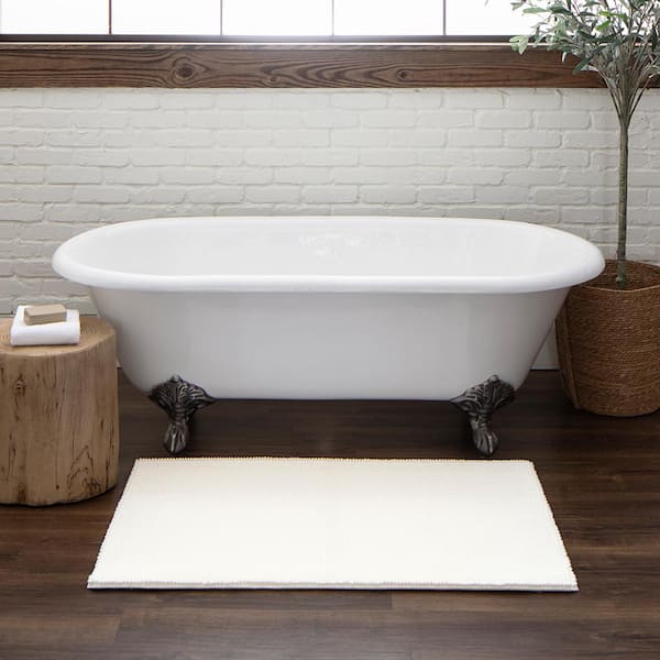 Homespun Noodle 27 in. x 45 in. Artic White Polyester Machine Washable Bath Mat