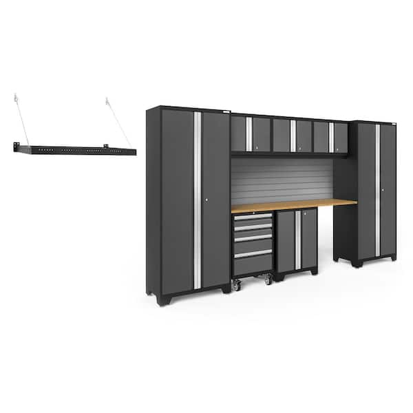 NewAge Products Bold Series 132 in. W x 76.75 in. H x 18 in. D 24-Gauge Steel Garage Cabinet Set in Gray (8-Piece)