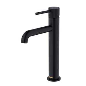 Tryst Single Handle Single Hole Vessel Bathroom Faucet with Matching Pop-Up Drain in Matte Black