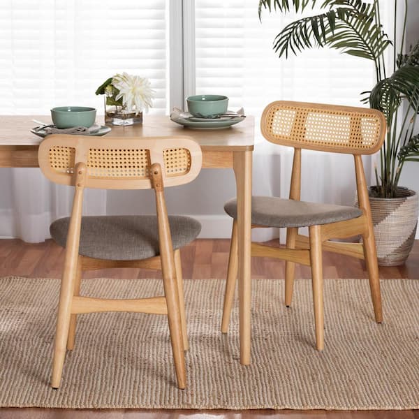 Baxton Studio Tarana Grey and Natural Oak Dining Chair (Set of 2)
