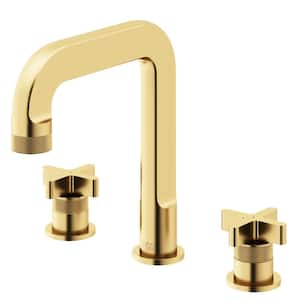 Wythe Two Handle Three-Hole Widespread Bathroom Faucet in Matte Brushed Gold