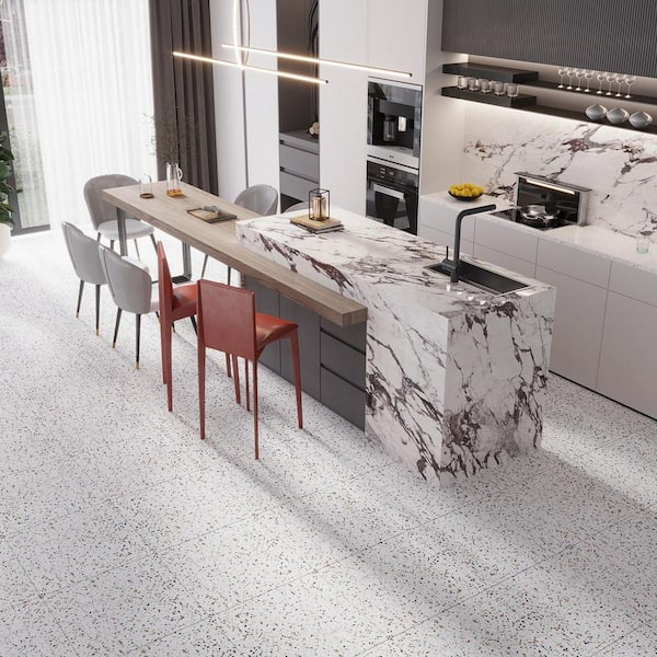 Terra Mia 24 in. x 24 in. Matte Bright White with Multi flecks Porcelain Wall and Floor Tile (15.93 sq. ft./case)-4 Pack