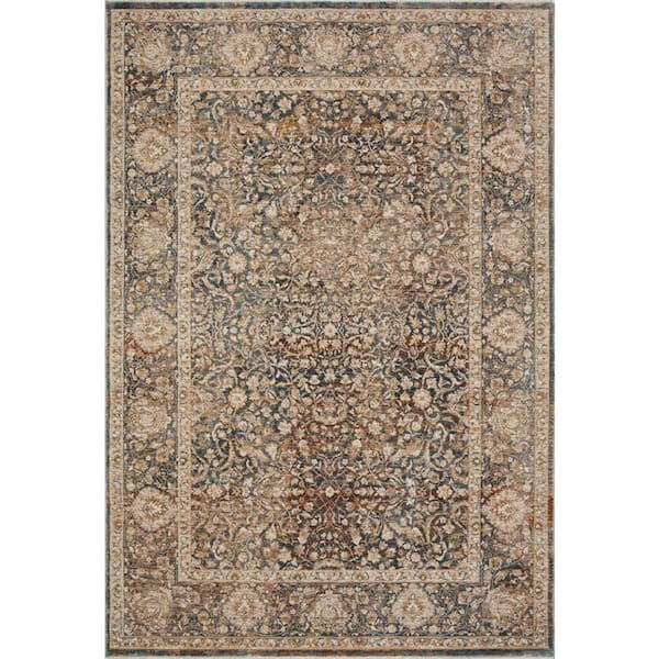 Loloi Lourdes Charcoal/Ivory 5 ft. 7 in. x 5 ft. 7 in. Round Distressed Oriental Area Rug