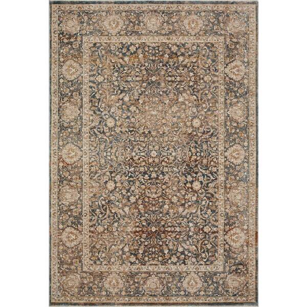 LOLOI II Lourdes Charcoal/Ivory 2 ft. 8 in. x 2 ft. 8 in. Round Distressed Oriental Area Rug