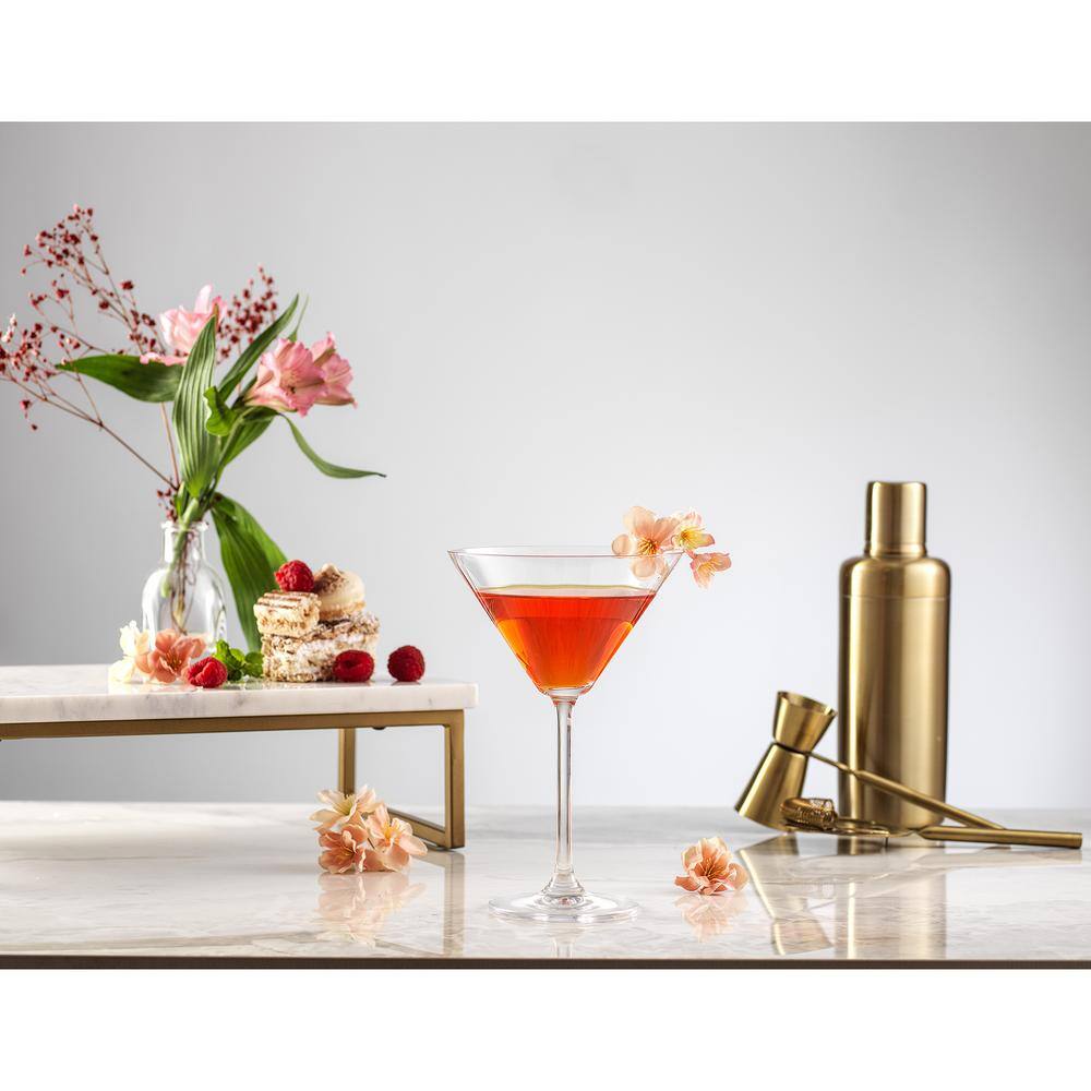 Olivia 8.4 oz Clear Crystal Martini Cocktail Glasses Set