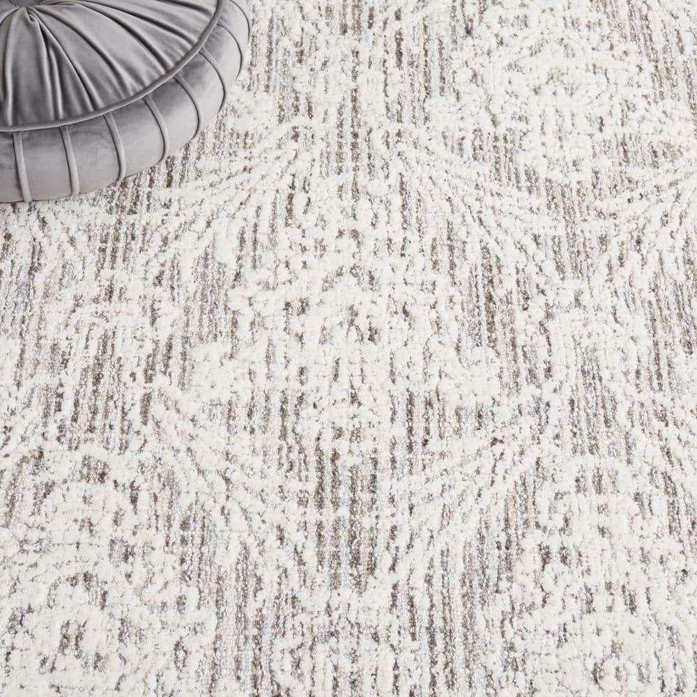 Ivory and Gray Tufted Wool 8' x 10' Area Rug
