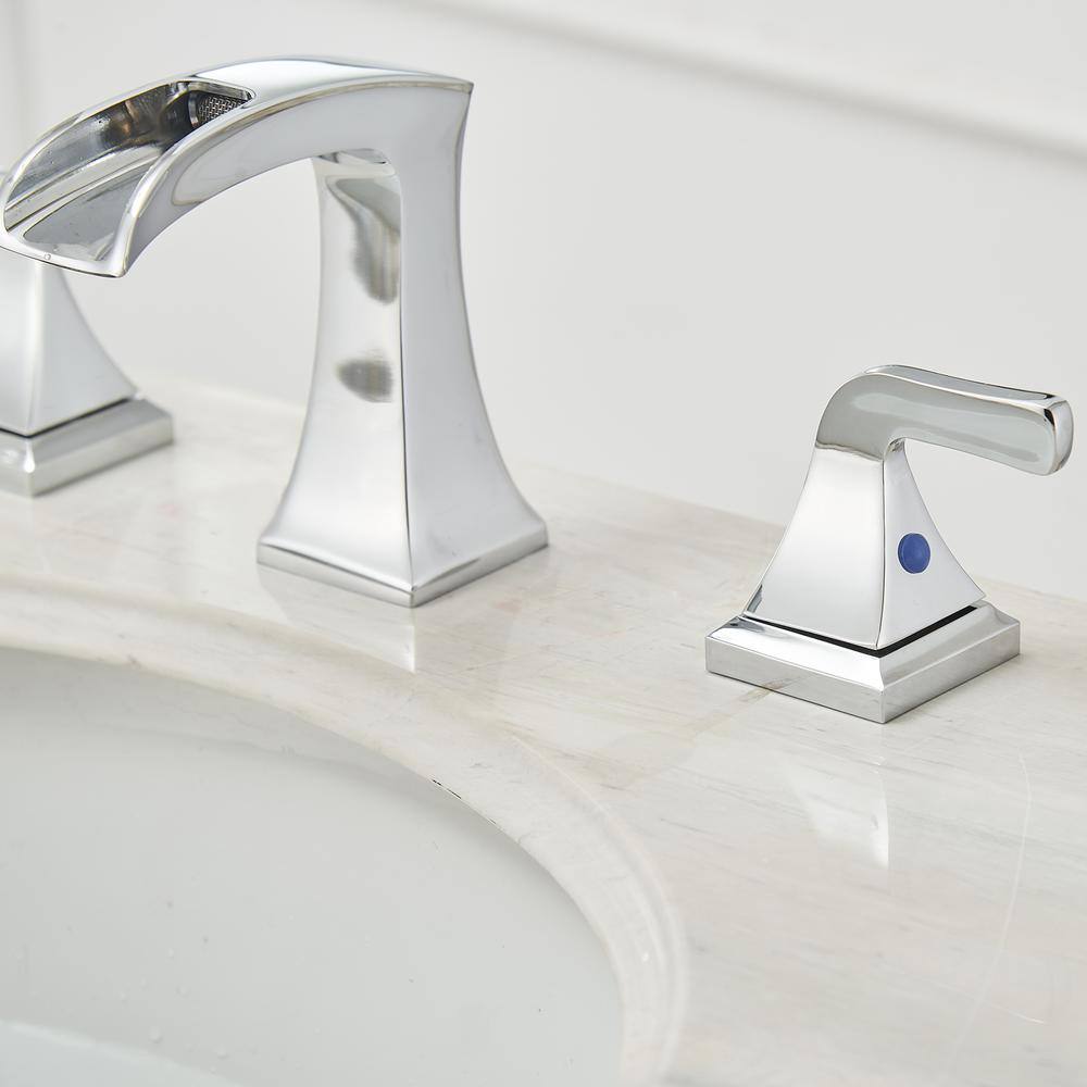 Polished Chrome 8-Inch Widespread 2-Handle Waterfall Bathroom Faucet