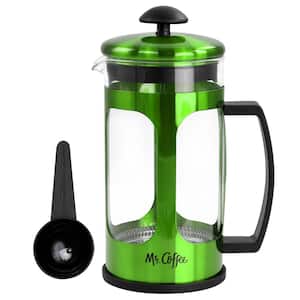 3 Cup Glass and Stainless Steel French Press Coffee Maker in Green