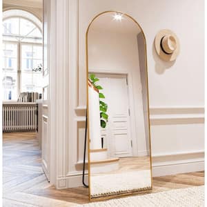 21 in. W x 64 in. H Arched Gold Aluminum Alloy Framed Full Length Mirror Standing Floor Mirror
