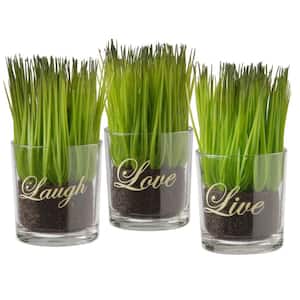 Artificial Assortment-Small Glass Cup Printed Live, Laugh and Love (Set of 3)