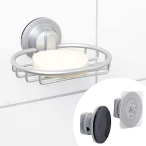 NeverRust Power Grip Pro Adhesive or Suction Mount Aluminum Shower Caddy Soap Dish in Satin Chrome