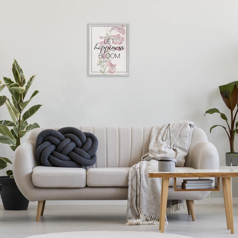 Vintage Let Happiness Bloom by Lil' Rue Gray Framed Typography Giclee Art Print 20 in. x 16 in. price history on PriceWatchPro