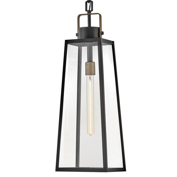 LARK - Hugh 27.25 in. 1-Light Black Outdoor Pendant Light