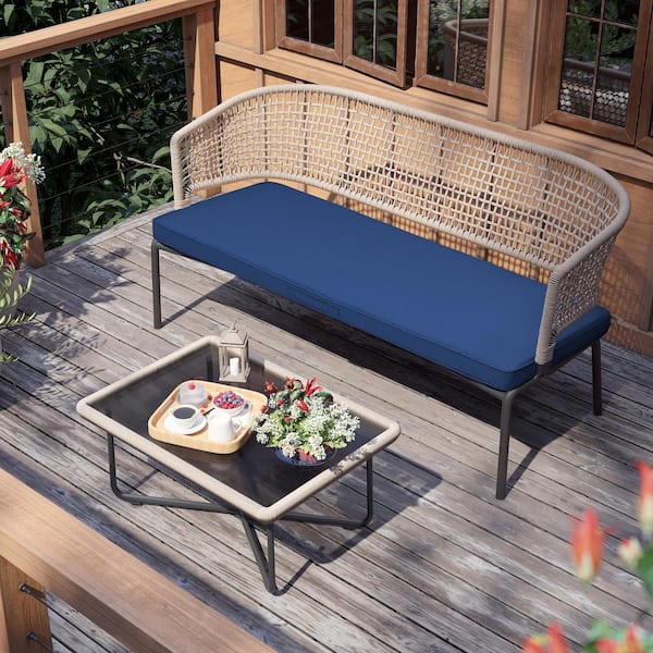 Pellebant 59 in. x 18.5 in. Leisure Outdoor Bench Cushion in Navy Blue PB CU008NAV59 1 The Home Depot