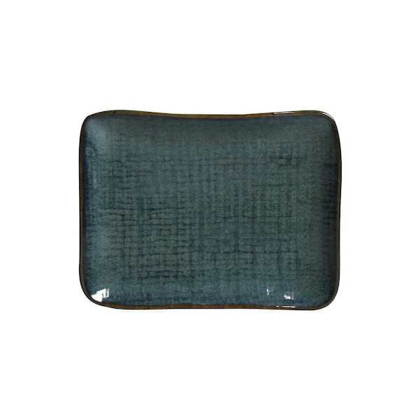 7.08 in. Oceano Dark Blue Stoneware Rectangular Platter Juta (Set of 4)