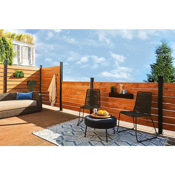 HOFT - End Post Kit 44 in. x 3 in. x 3 in. Black Aluminum Railing End Post and Hardware - Kit A4