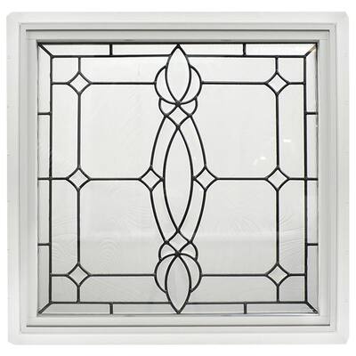 23.5 in. x 23.5 in. White Frame Craftsman Nickel Caming 1 in. Nail Fin Offset Vinyl Picture Window
