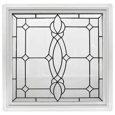 23.5 in. x 23.5 in. White Frame Victorian PE Black Caming 1 in. Nail Fin Offset Vinyl Picture Window