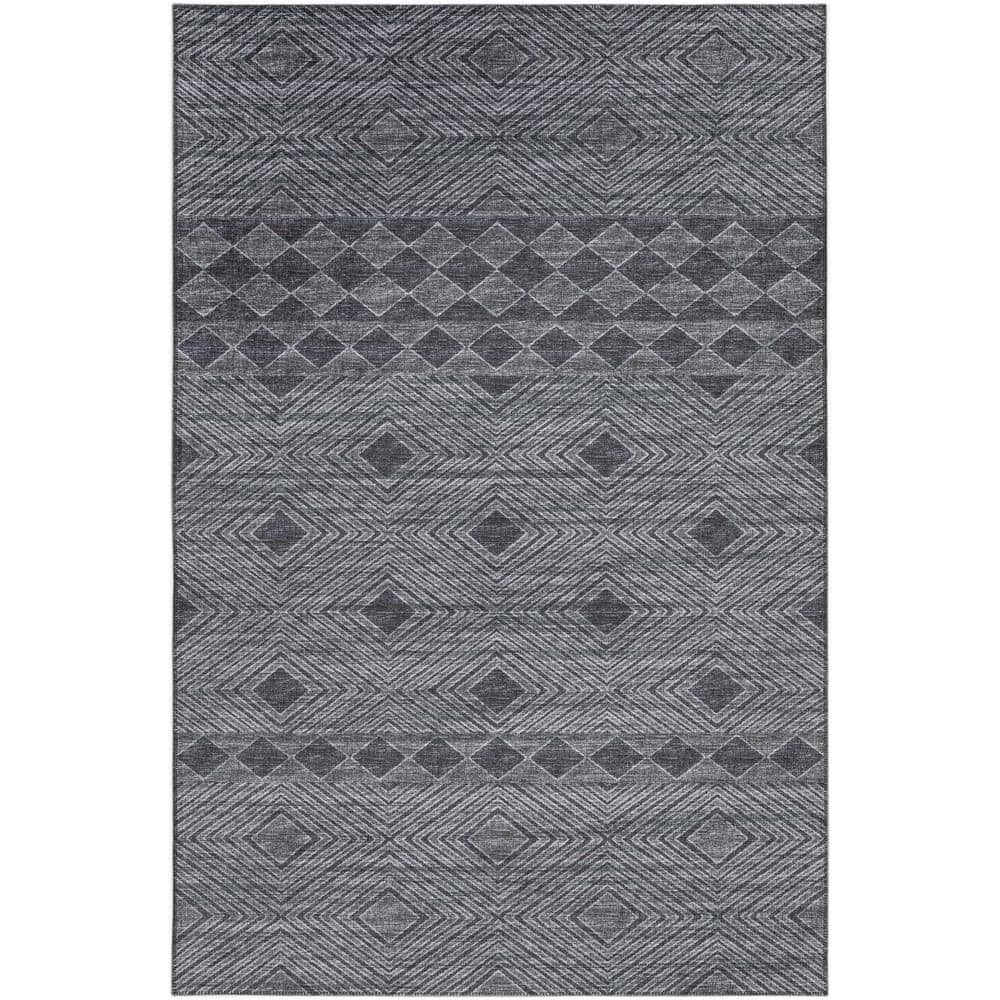 Addison Rugs Yuma Black 10 ft. x 14 ft. Geometric Indoor/Outdoor ...