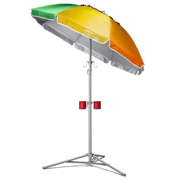 Unbranded 5 ft. Beach Umbrella Portable Sun Shade Umbrella for Instant Lightweight and Adjustable Sun Protection in Colorful