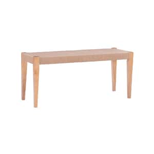 Marlene Natural Brown Modern Dining Bench with Woven Rope Seats 18 in. H x 40 in. W x 14 in. D