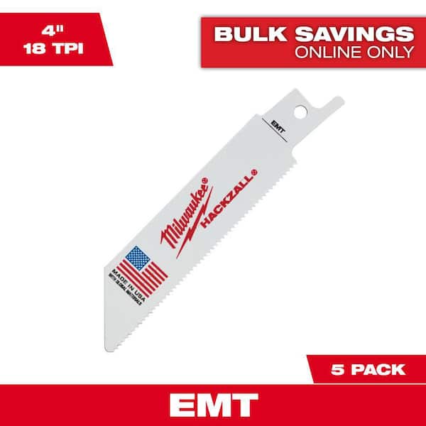 Milwaukee 4 in. 14 TPI EMT Cutting HACKZALL Reciprocating Saw Blades (5-Pack)